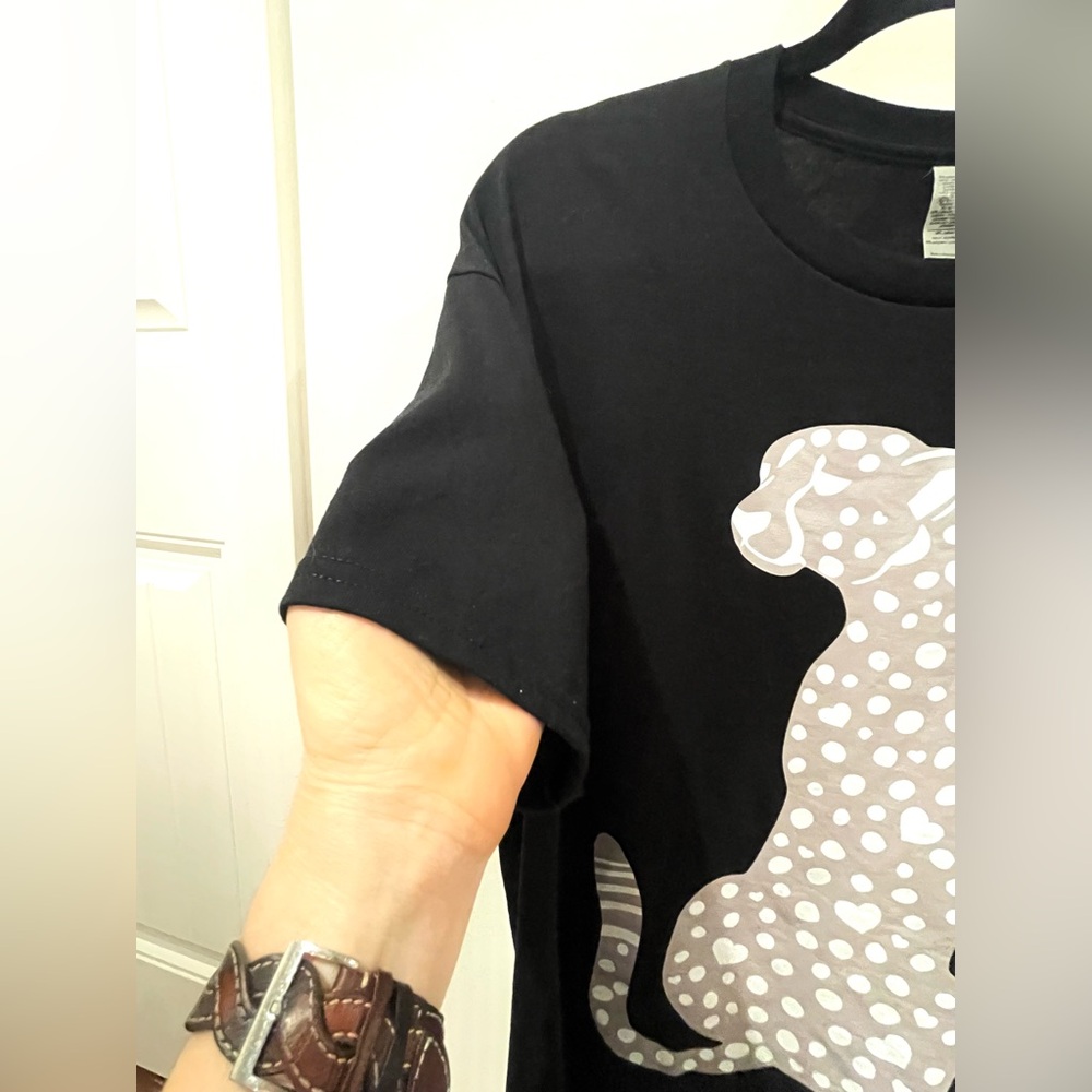 Unisex Cat T-Shirt with Gray Polka Dot Design - Picture 3 of 10
